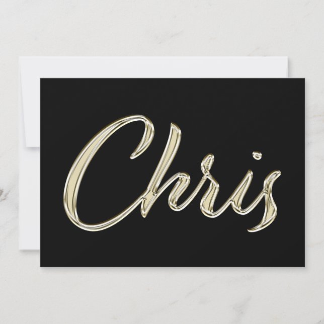 Cartão Chris Name white gold Handwriting Karte (Frente)