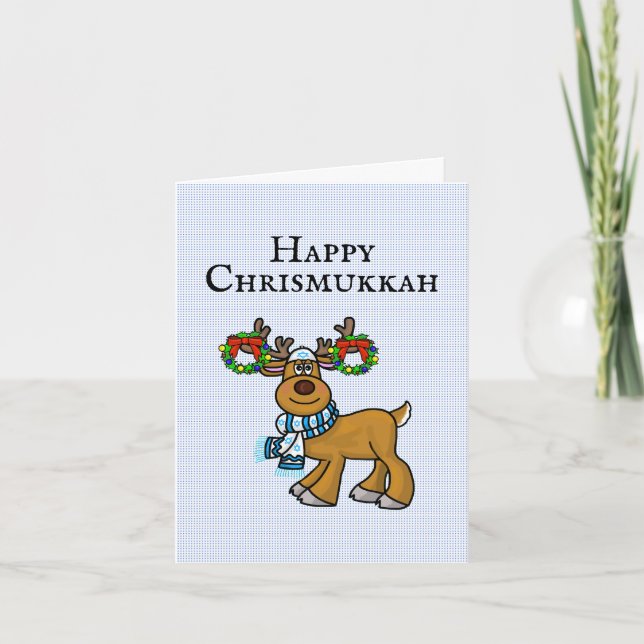 Cartão Chrismukkah de Rena Judia com Coroas (Frente)