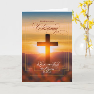 Cartão Christening Blessings Christian Cross e Ephésio