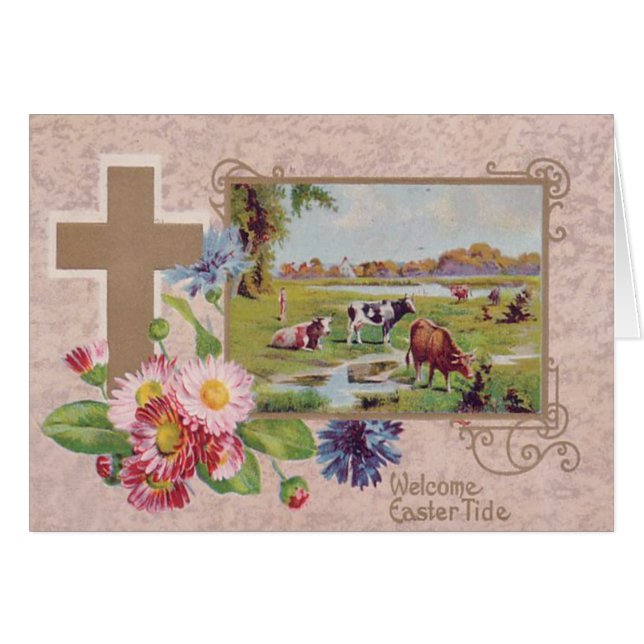 Cartão Christian Cross Daisy Cow Pasture (Frente Horizontal)