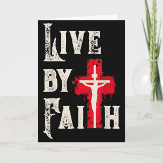 Cartão Christian Cross Scripture Live By Faith 