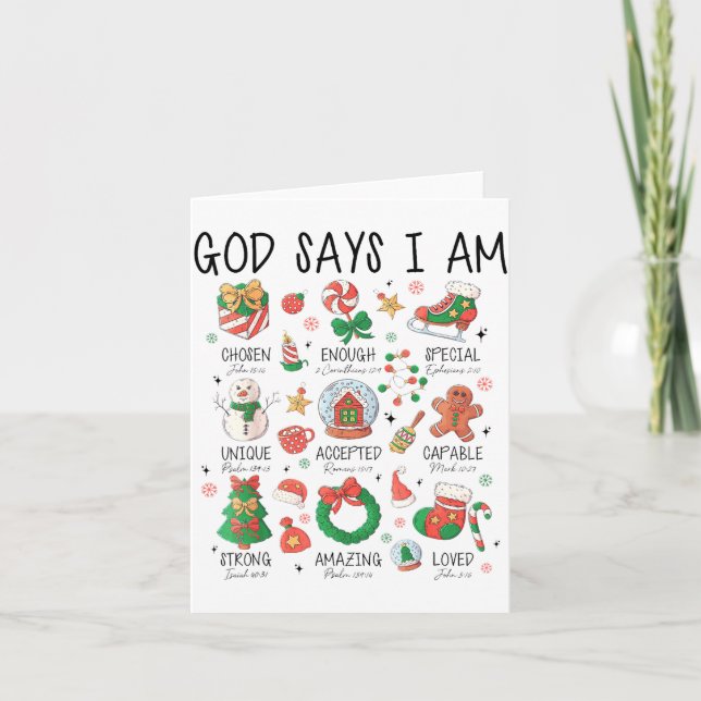Cartão Christian God Say I Am Christmas Jesus Faith Bible (Frente)