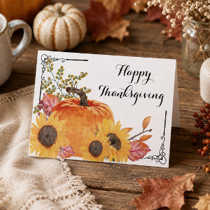 Cartão Christian Happy Ação de Graças Pumpkin Girassol