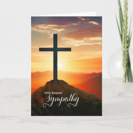 Cartão Christian Sympathy Sunset Cross Over the Mountains