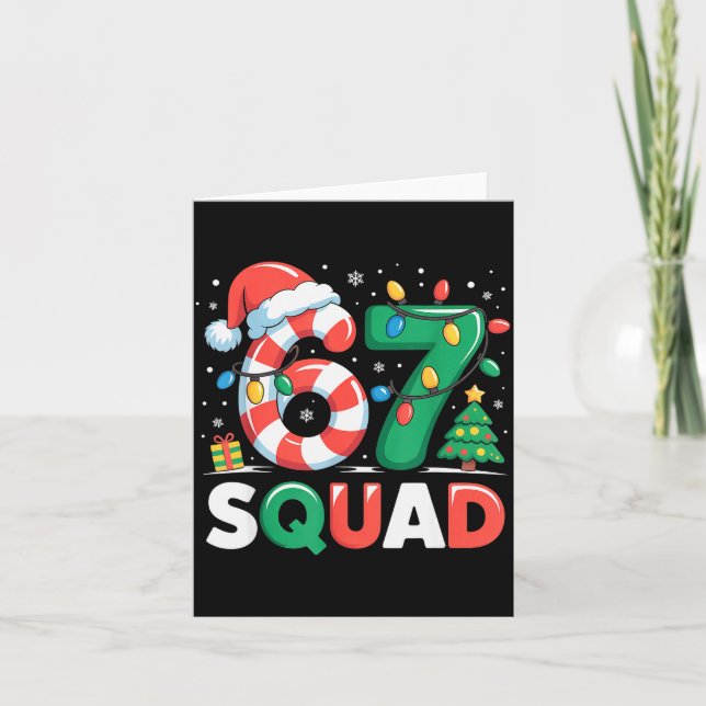 Cartão Christmas 67 Squad Funny Candy Cane Lights Holiday (Frente)