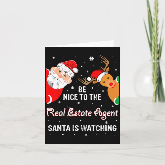 Cartão Christmas Be Nice To The Real Estate Agent Santa  (Frente)