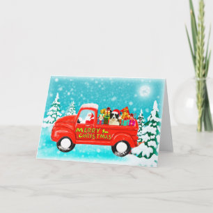 Cartão Christmas Border Collie gifts delivery truck Card