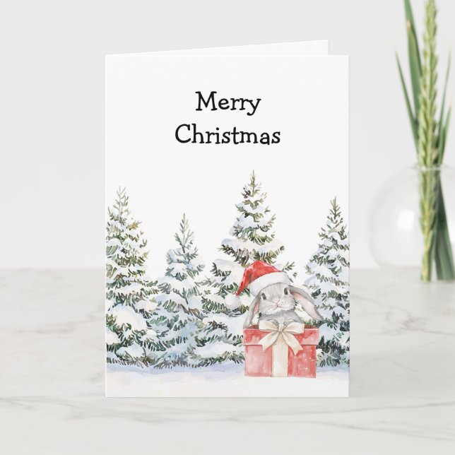 Cartão Christmas Bunny in a Box (Frente)