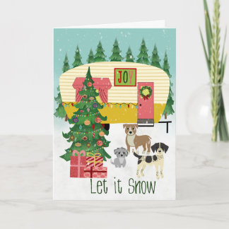 Cartão Christmas Camper and Dogs Let it Snow