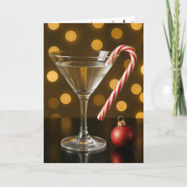 Cartão Christmas Candy Cane On a Martini Glass