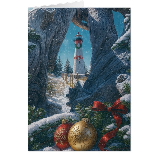 Cartão Christmas Card - Crisp Point Lighthouse  (Frente)
