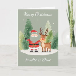 Cartão Christmas Card from a couple - Santa and Reindeer