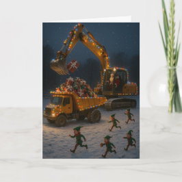 Cartão Christmas card Santa, Christmas Elves, digger,