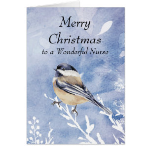 Cartão Christmas  Chickadee Bird Winter Nurse