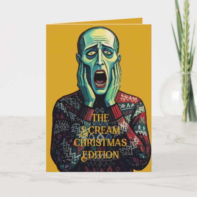 Cartão Christmas Crisis - Edvard Munch Seasonal Sweater (Frente)