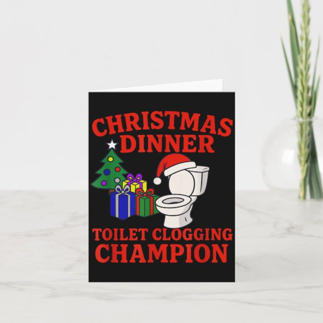 Cartão Christmas Dinner Toilet Clogging Chamon _ Funny Ch (Frente)