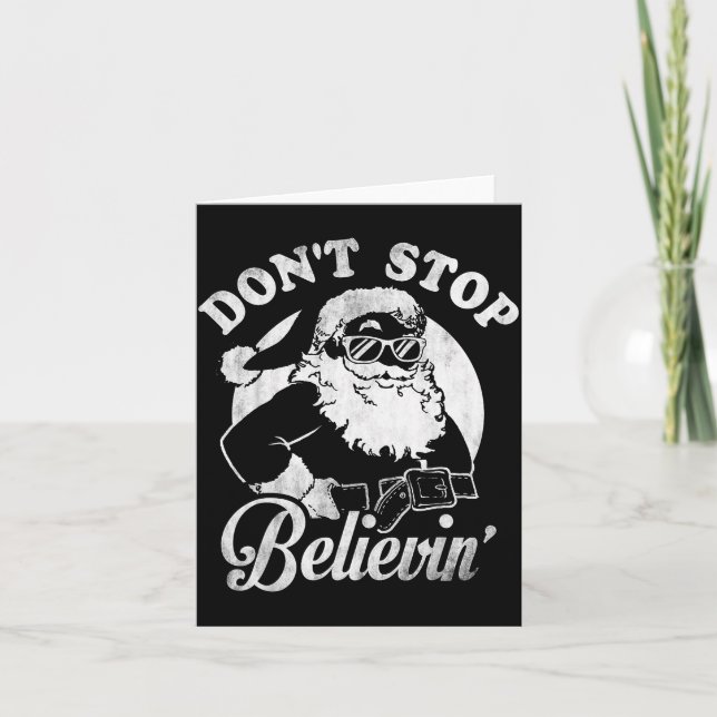 Cartão Christmas Don't Stop Believin' Santa Outline  (Frente)