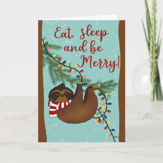 Cartão Christmas Eat Sleep and be Merry Sloth