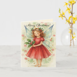 Cartão Christmas Fairy Watercolor Art Greetings