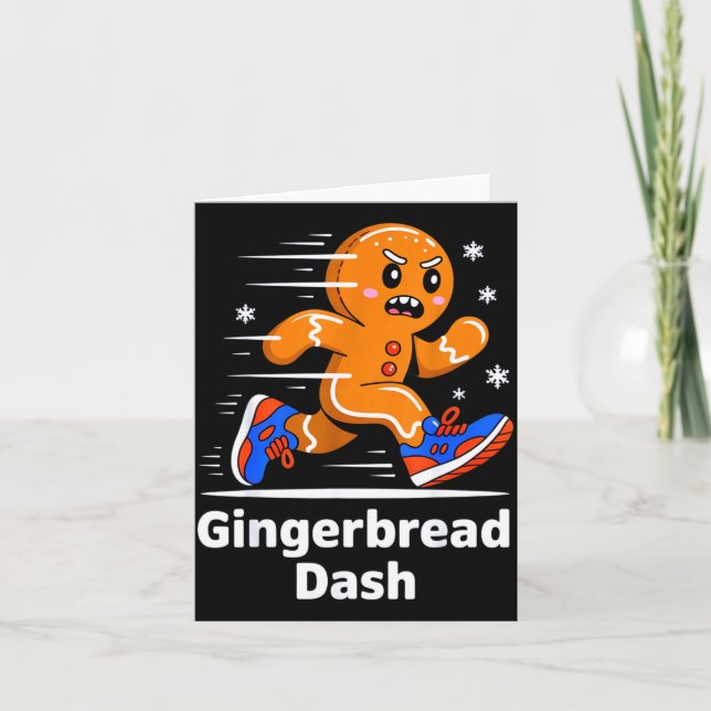 Cartão Christmas Gingerbread Dash Running Runner Xmas Mar (Frente)