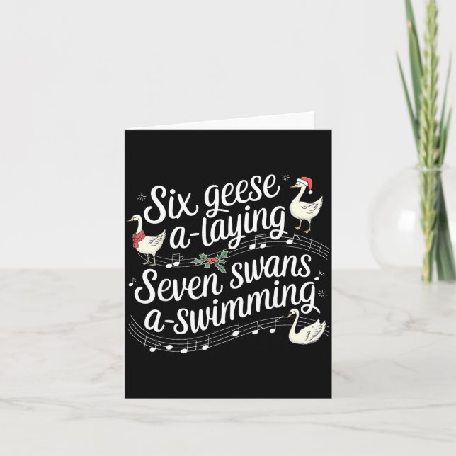Cartão Christmas Goose 67 6 Geese A Laying 7 Swans A Swim (Frente)