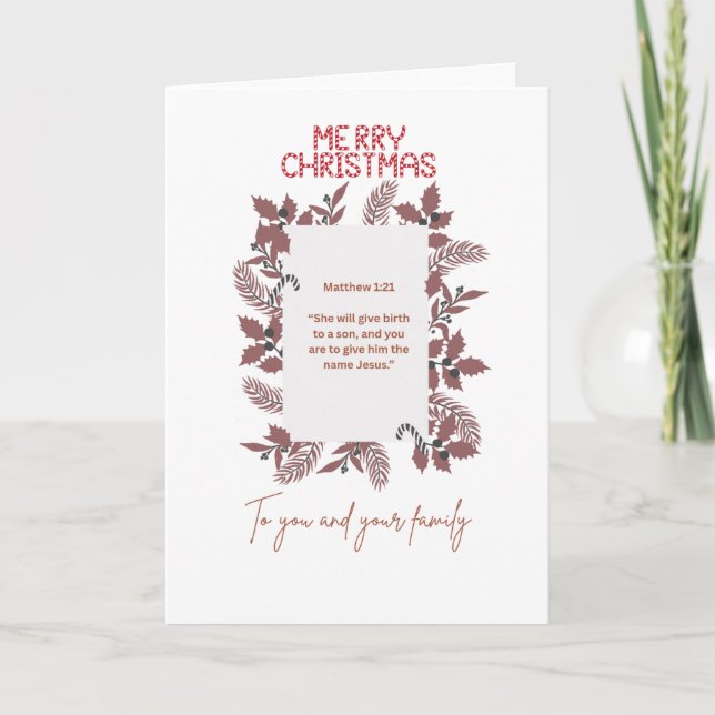 Cartão Christmas Greeting Card-matthew1:21 (Frente)