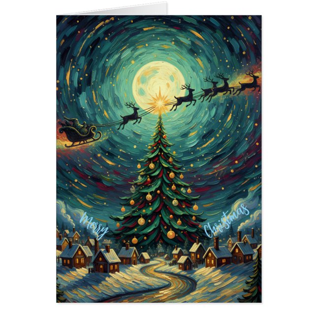 Cartão Christmas Greeting Card - Van Gogh Starry Sky (Frente)