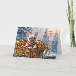 Cartão Christmas Holiday Cute and Funny Frenchie Bulldog