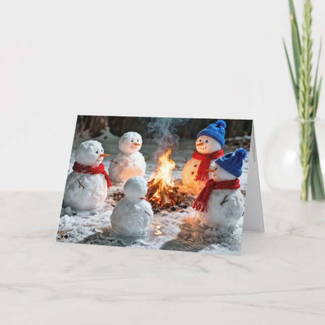 Cartão Christmas Humor With Melting Snowmen  (Frente)