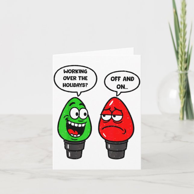 Cartão Christmas Lights Joke Light Bulb Working Off On Pu (Frente)