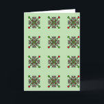 Cartão Christmas Mandala Pattern<br><div class="desc">Beautiful Christmas mandala pattern on a cozy fleece blanket. A festive holiday design featuring classic green and red tones,  perfect for winter home decor.</div>