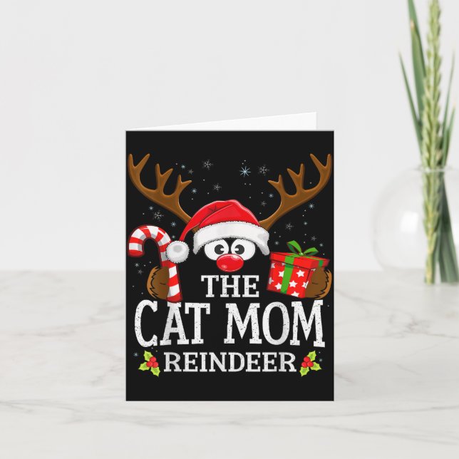 Cartão Christmas Matching The Cat Mom Reindeer Family  (Frente)