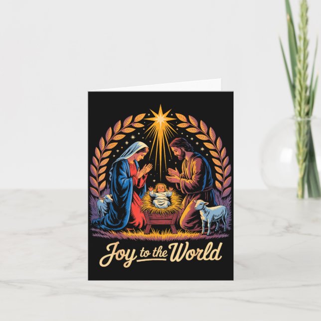 Cartão Christmas Nativity Christian Birth Of Jesus Joy To (Frente)