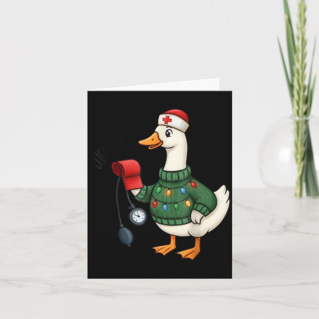 Cartão Christmas Nurse, Nurse Life, Cuff em Goose Christm (Frente)