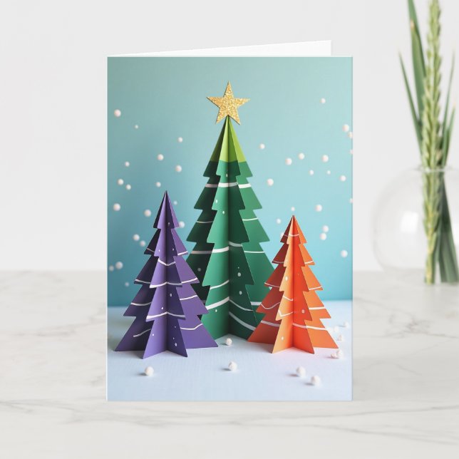 Cartão Christmas Paper Trees Card (Frente)