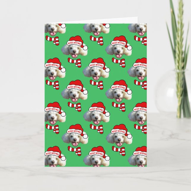 Cartão Christmas Santa Dog Custom Photo Pattern (Frente)