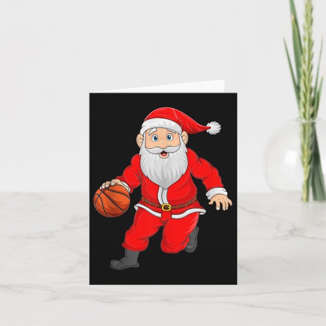 Cartão Christmas Santa Playing Basketball Xmas Funny Srts (Frente)