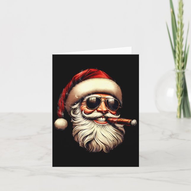 Cartão Christmas Santa Smoking Cigar With Sungl Cigar Smo (Frente)