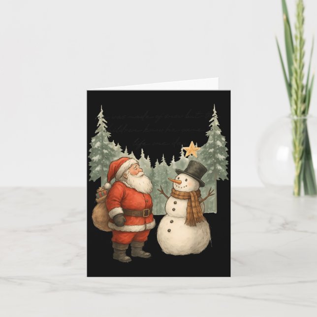 Cartão Christmas Snowman And Santa He Was Made Snow  (Frente)
