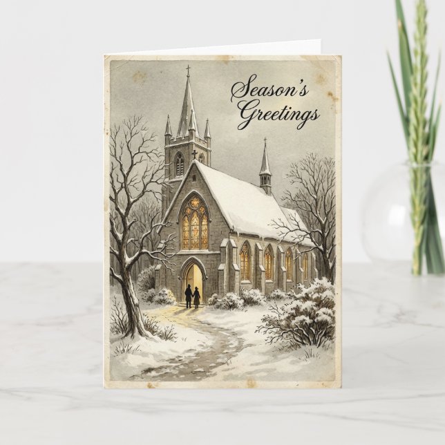 Cartão Christmas Snowy Church Card (Frente)