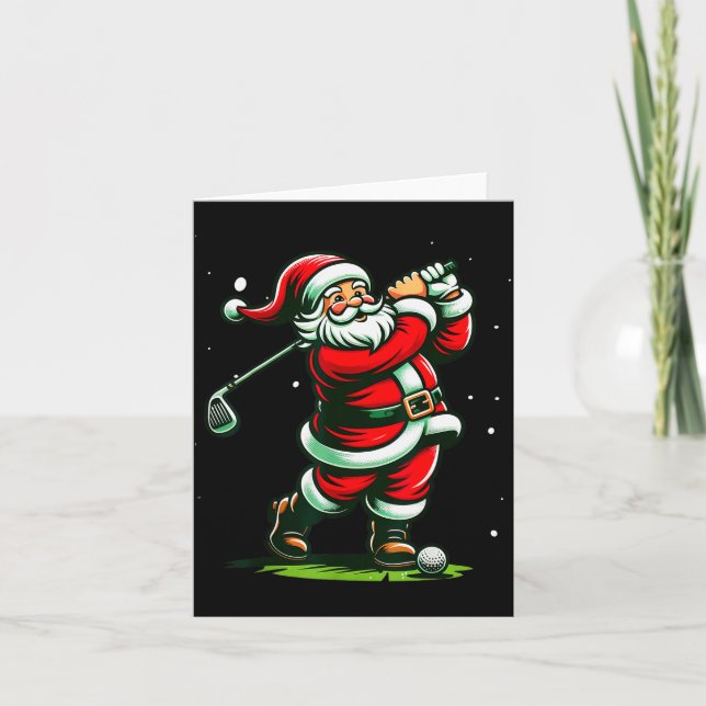Cartão Christmas Srts, Santa Plays Golf Xmas Women Men &a (Frente)