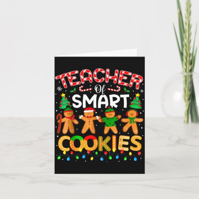 Cartão Christmas Teacher Of Smart Cookies Funny Cute Ging (Frente)