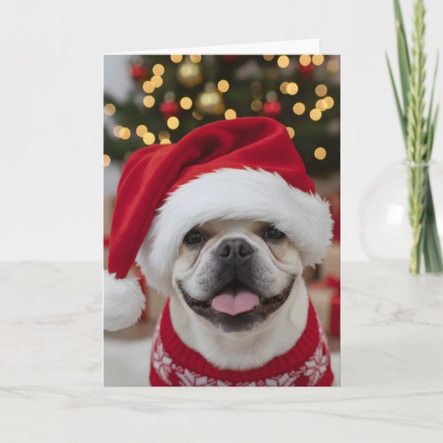 Cartão Christmas The French Bulldog Custom Holiday (Frente)