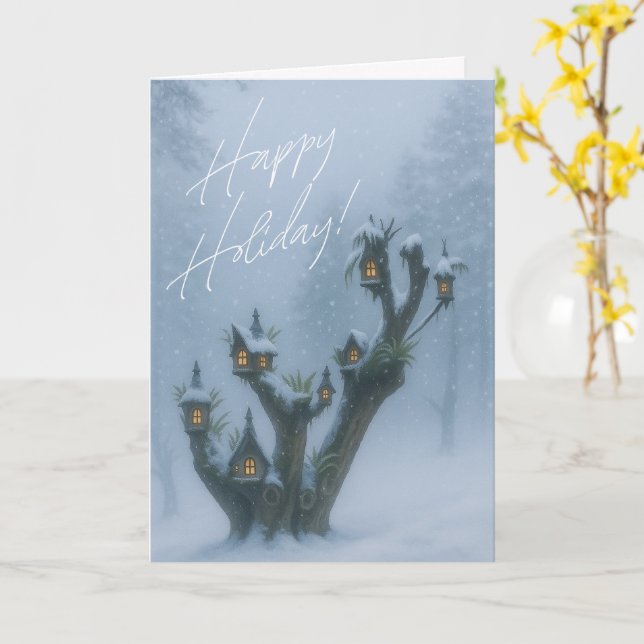 Cartão Christmas Treehouse Folded Greeting Card (Flor Amarela)