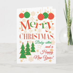 Cartão Christmas Trees and Ornaments for Baby Sitter