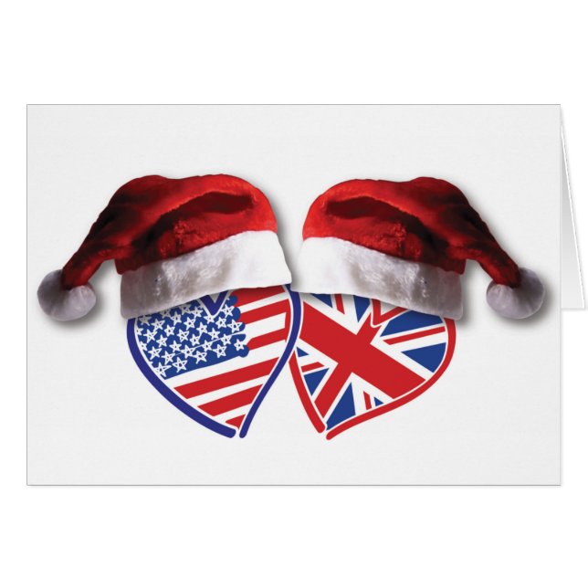 Cartão Christmas UK Hearts (Frente Horizontal)