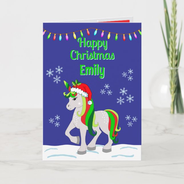 Cartão Christmas Unicorn Folded Greeting Card (Frente)
