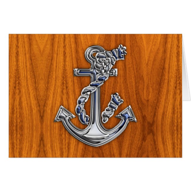 Cartão Chrome Rope Anchor em Teak Veneza (Frente Horizontal)