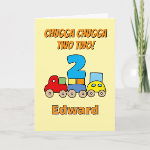 Cartão Chugga Chugga Dois Dois Trem de 2º Aniversário