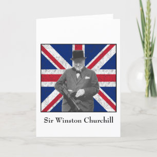 Cartão Churchill Colocando Com A Bandeira Britânica
